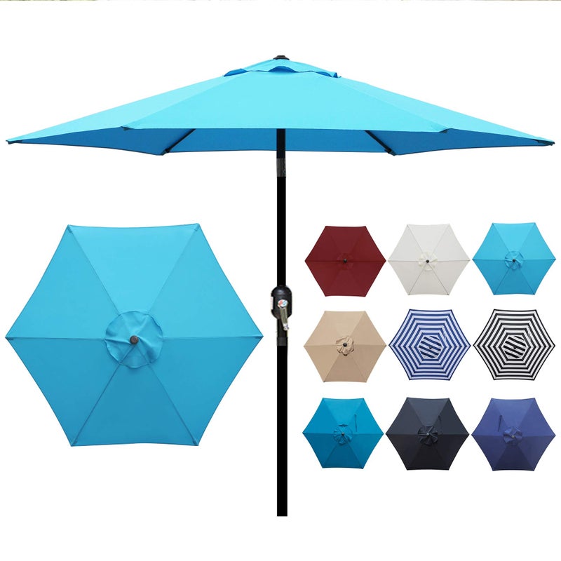 Blissun 7.5 ft Patio Umbrella, Yard Umbrella, Outdoor Market Umbrella with Push Button Tilt Crank (Light Blue) - Image 4